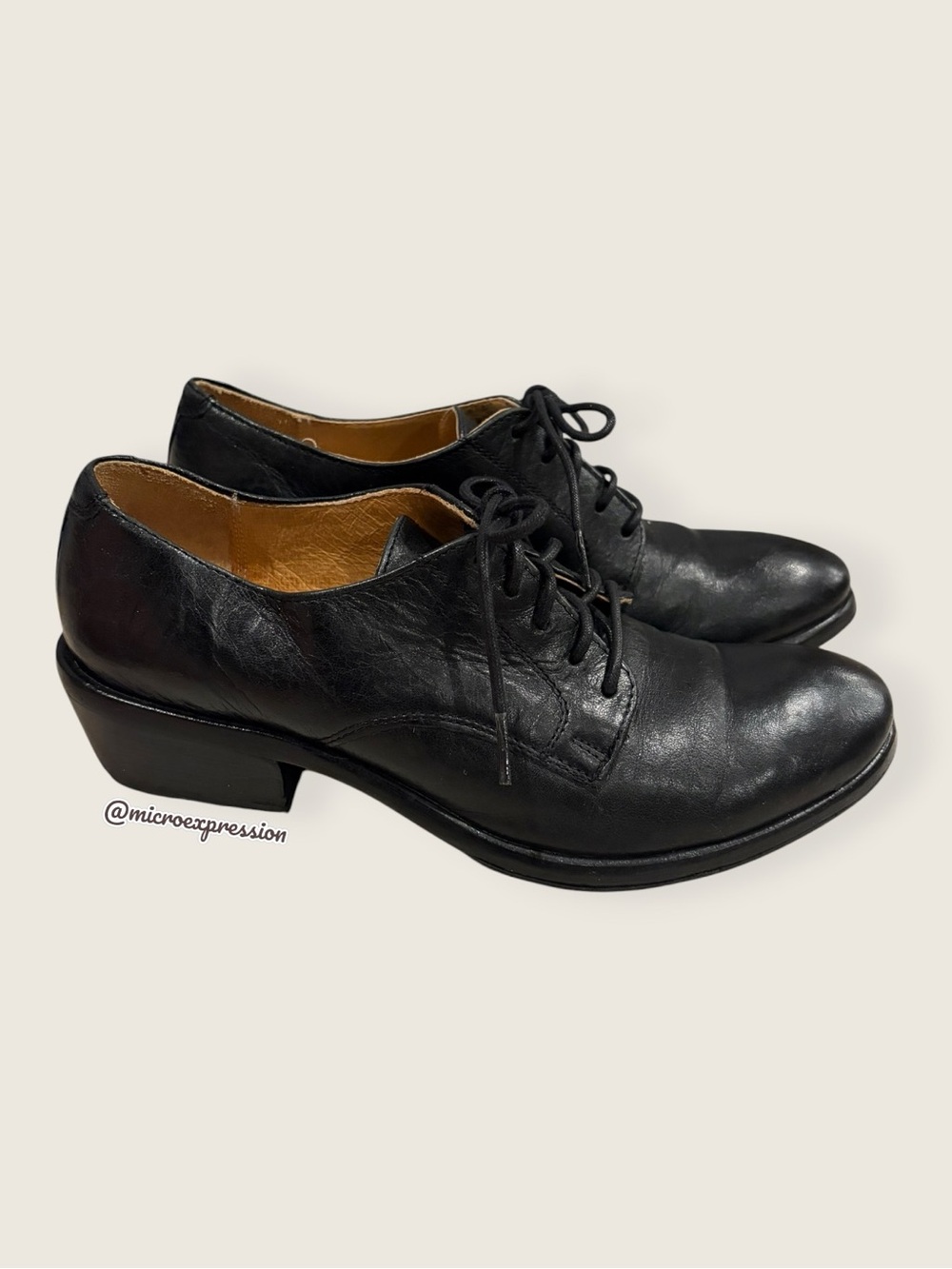 $349 Frye Carson Oxford Vintage Black Genuine Leather Lace Up Heeled Ankle Boot - Picture 9 of 15